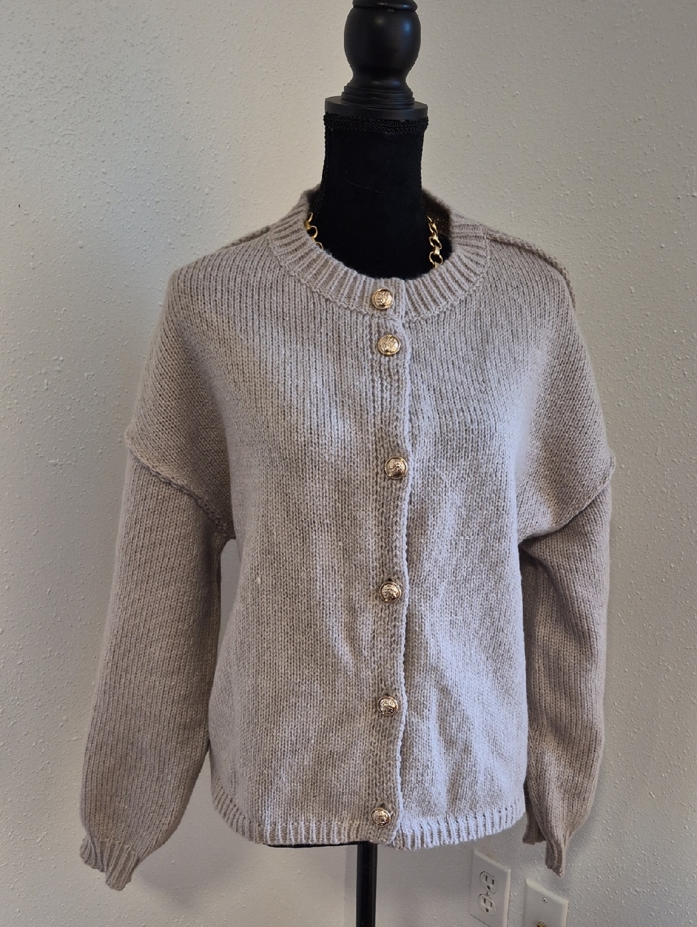 SAODIMALLSU Raw Seam Drop Shoulder Cardigan Khaki Large NWT